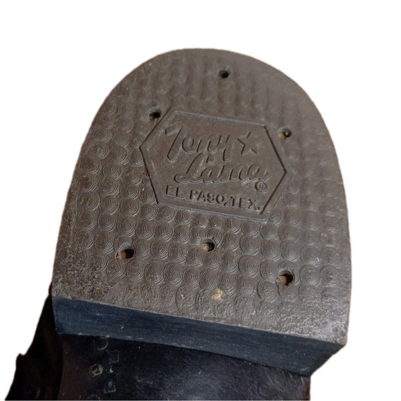 Tony Lama Ostrich Western Boots Mens 8.5D Round Toe Black Leather Classic Cowboy - Picture 9 of 16